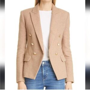 New L’Agence Kenzie Boucle Tweed blazer Cappuchino sz 0